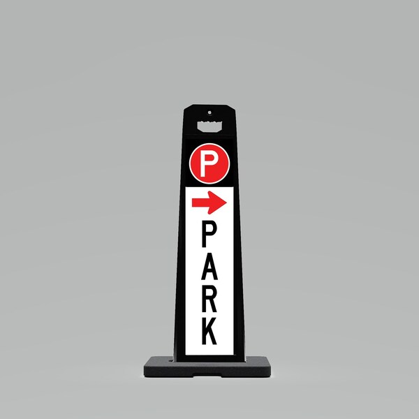 Plasticade 44.5x17.5x9in. Outdoor Standing Panel Sign, Double-Sided, PARK Right Arrow/PARK Left Arrow, 9 lb UV4109-BK-PRK4 - main